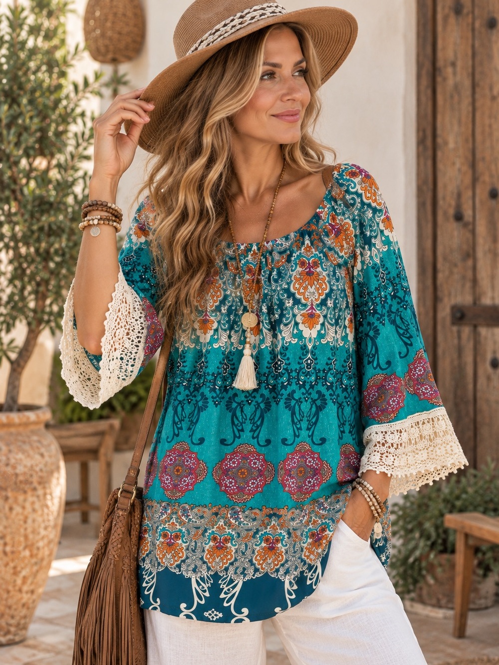 Boho Floral Peasant Blouse/Tunic – R Rouge USA – Women’s Medium